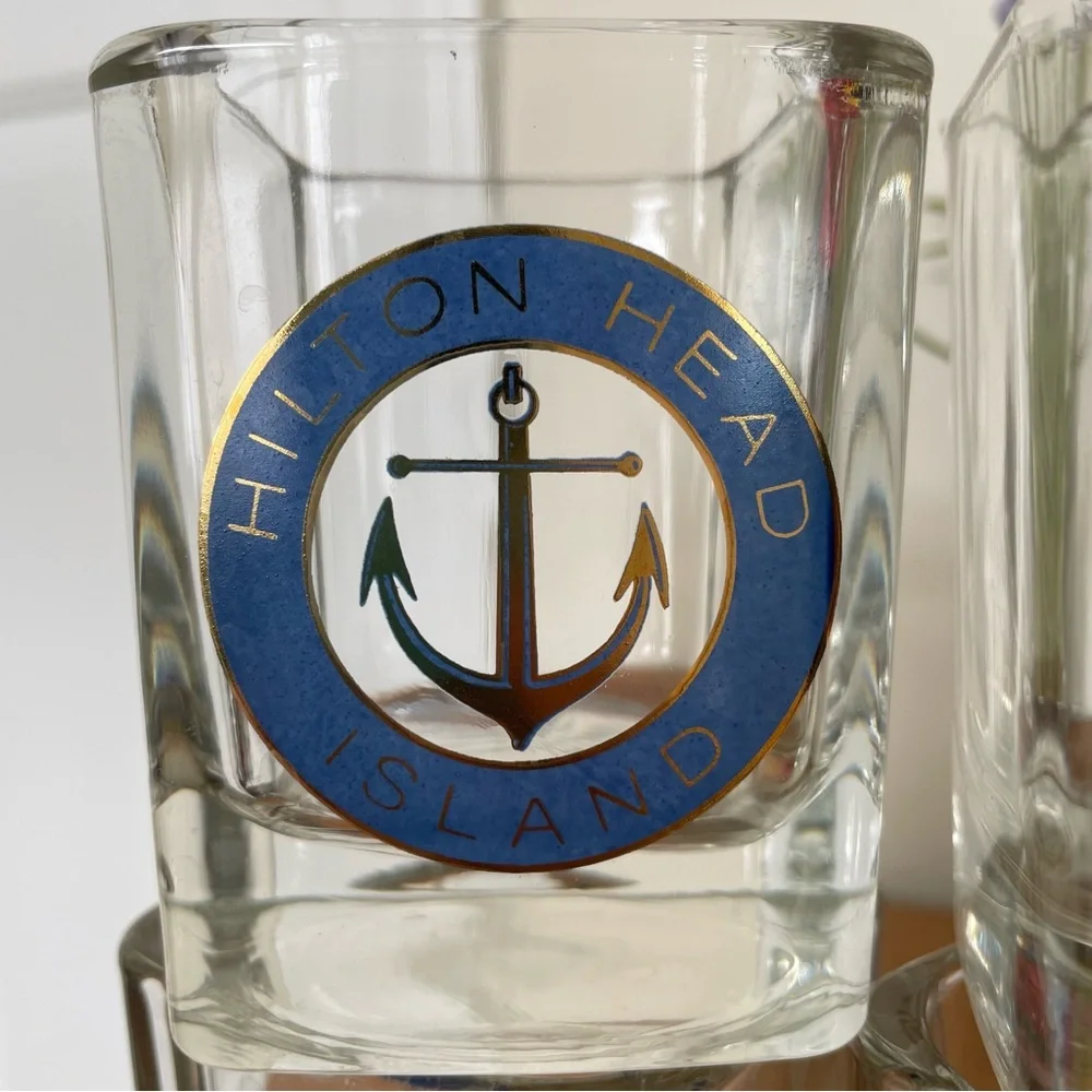 Hilton Head nautical bar rocks glasses - set of 4